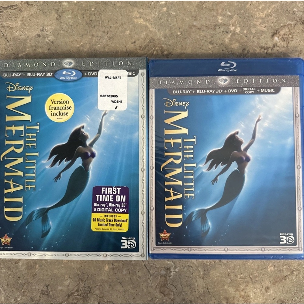 Disney The Little Mermaid Diamond Edition Blu-ray 3D DVD New Sealed